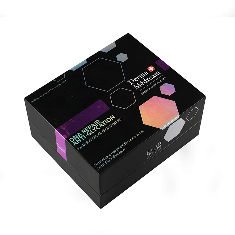 customized high class cosmetic laser set box packaging base and bottom box with EVA insert