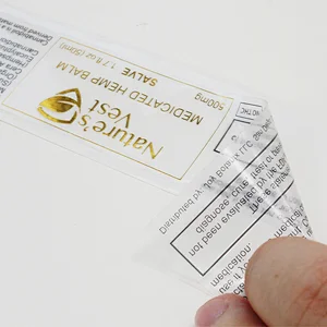 Custom  Gold Logo Transparent Adhesive Sticker Label