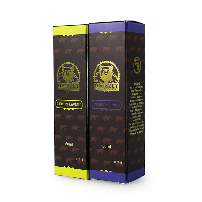 60ml liquid bottle package paper box with gold foil stamping