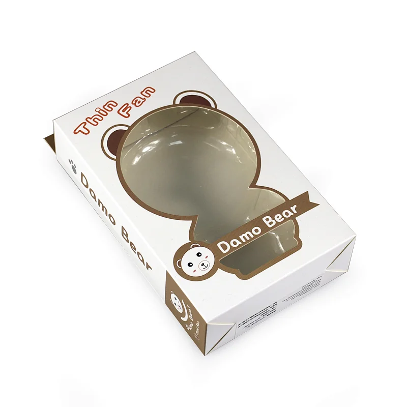 card paper box with bear shape window and plastic insert