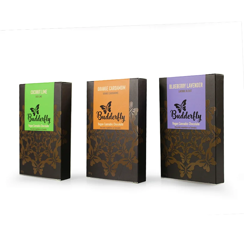 Factory Printing Spot UV  Logo Design Vegan Cannabis Chocolate  Paper Box Packaging