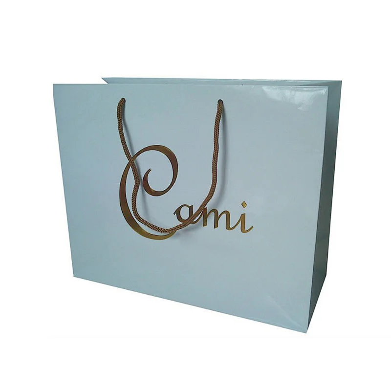 Retail square wholesale gift paper carrier bag with ribbon bow