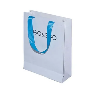 Retail square wholesale gift paper carrier bag with ribbon bow