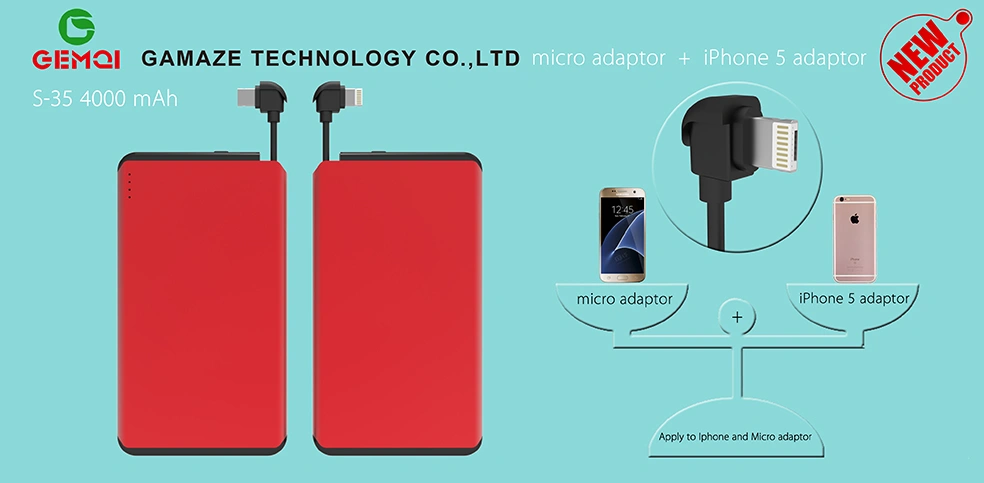 Slim Power Bank With Built In Cable supplier