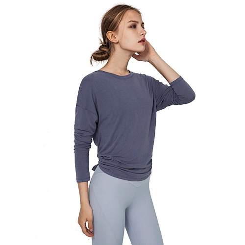 Dropshipping Spring Breathable Long Sleeve Open Back Sport Tops Womens Yoga Tank Top Gym