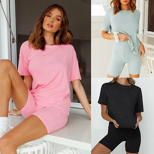 Women Two Piece Set 2021 New Casual Sports Two Piece Short Set 2 Piece Set Women Clothing