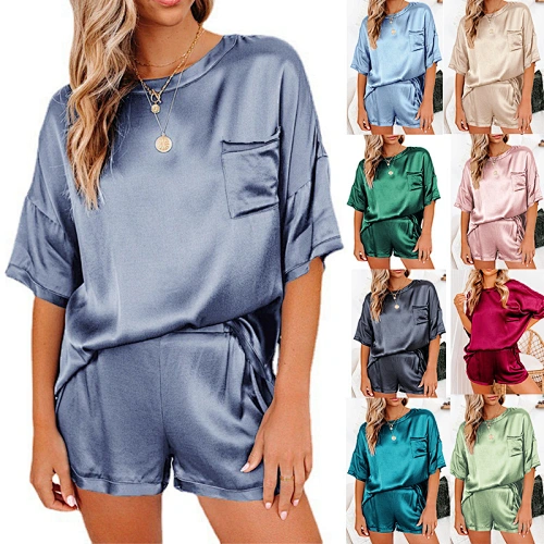 High Quality Nightgown Pajamas Women Satin Pajamas Set Comfortable Two Piece Set Sleep Wear Clothing