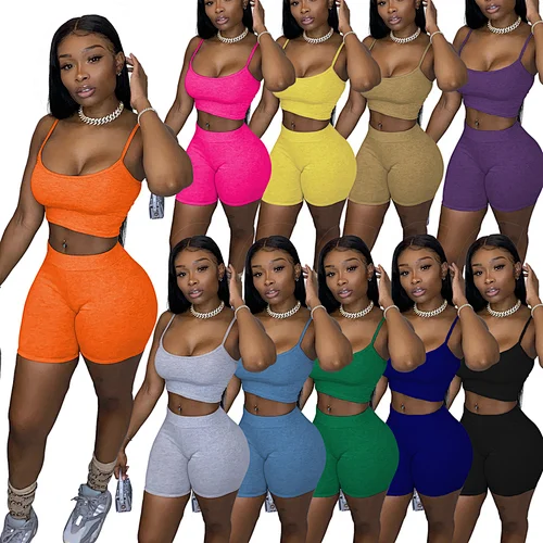 Hot Selling Women Outfit Two Piece Sport Jogging Sets Clothing Short Two Piece Set Outfit