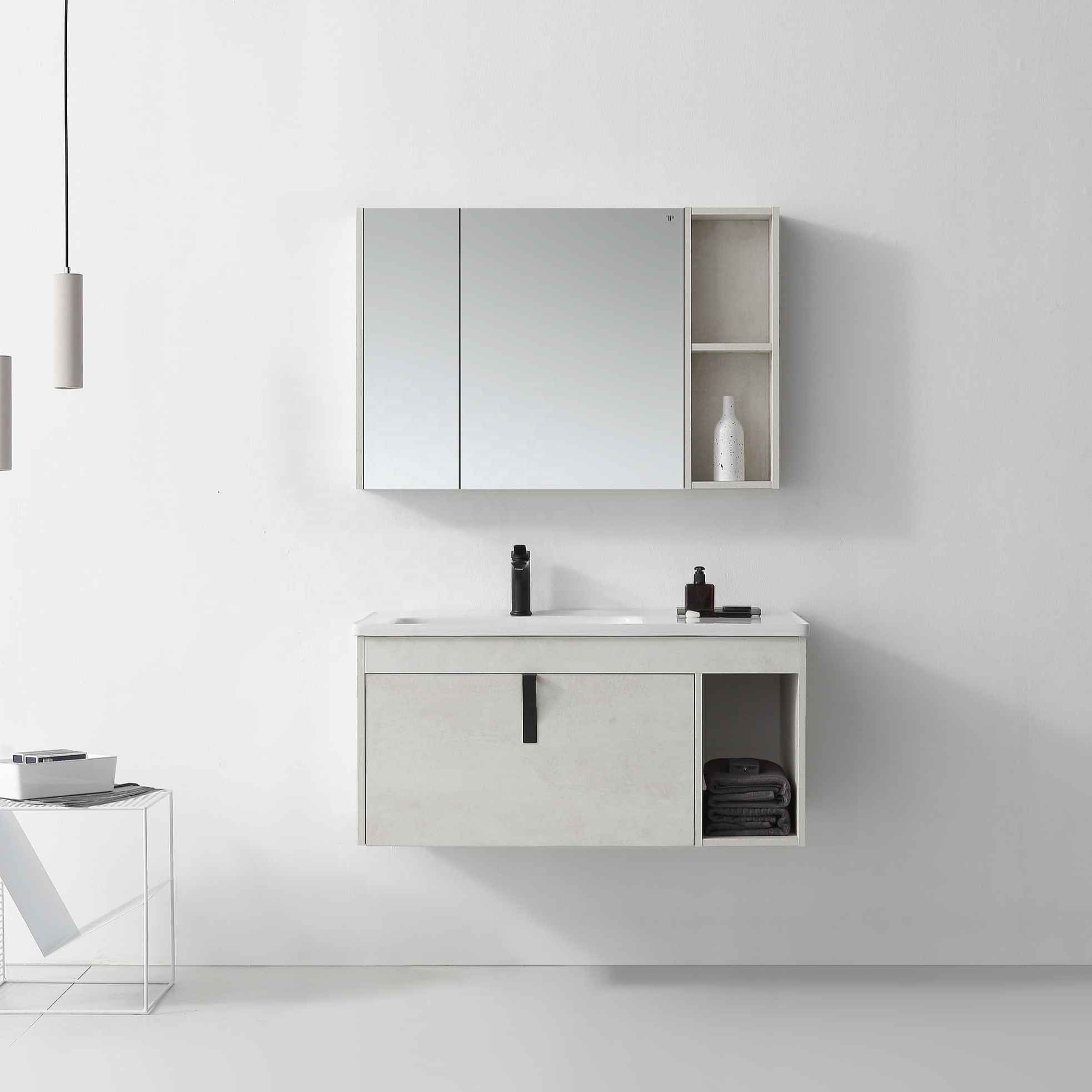 Modern White Gloss Bathroom Vanity Unit Set 500mm Sink Wall Cabinets Mirror LED 