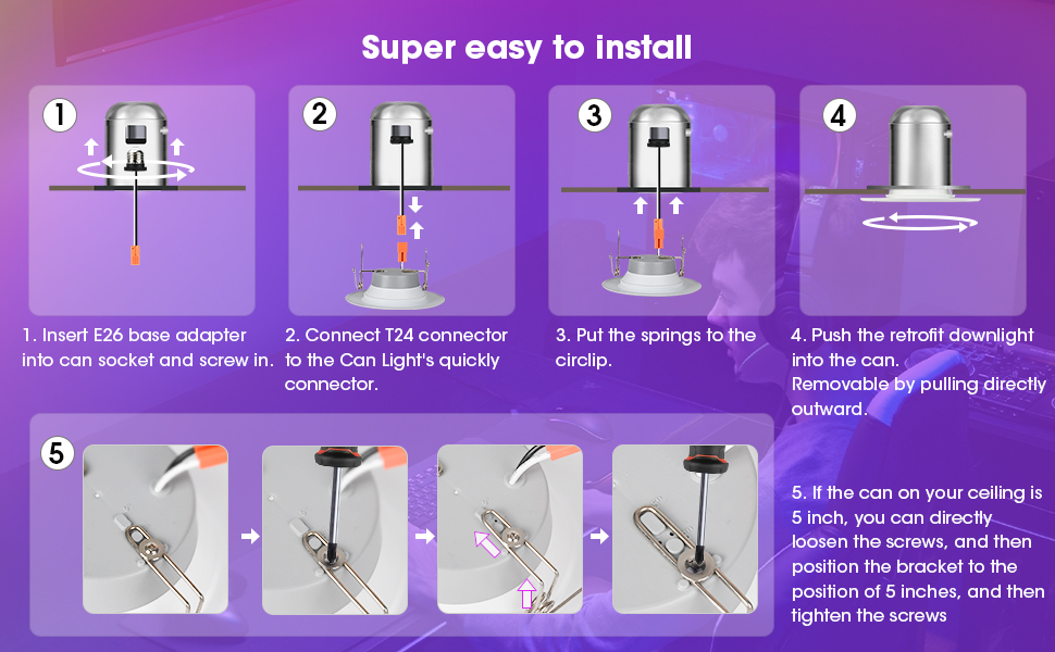 Installation step for Retrofit can light