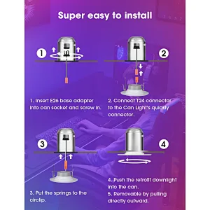 Smart Recessed Lighting 5/6 Inch 15W RGBCW 1400LM Eqv 125w LED Retrofit Can Lights, WiFi+BLE Mode with BT Remote Controller Dimmable Recessed Lights, Work with Alexa/Google Assistant, 6 Pack