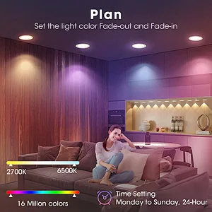 Smart Recessed Lighting 6 Inch 4 Pack, 12W Color Changing WiFi Recessed Lights, IC Rated & Air Tight Recess Ceiling Light, RGBCW Canless Pot Downlight, Alexa, Google Assistant Control, ETL