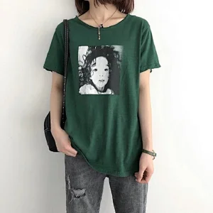 Summer korean style blouse ladies letter print tops design fashion casual t-shirt