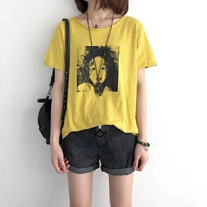 Summer korean style blouse ladies letter print tops design fashion casual t-shirt