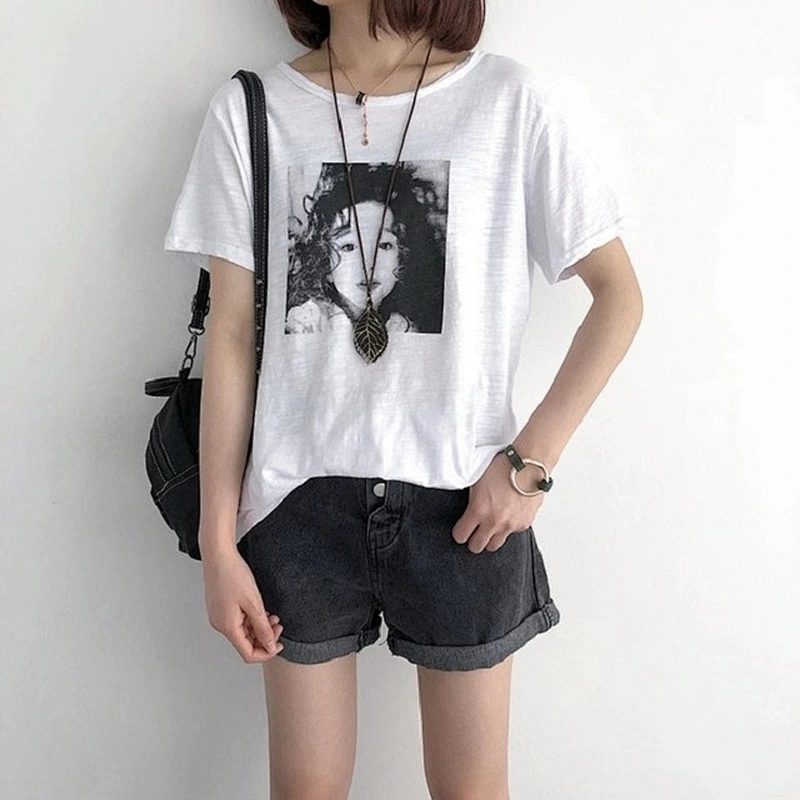 Summer korean style blouse ladies letter print tops design fashion casual t-shirt