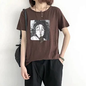 Summer korean style blouse ladies letter print tops design fashion casual t-shirt