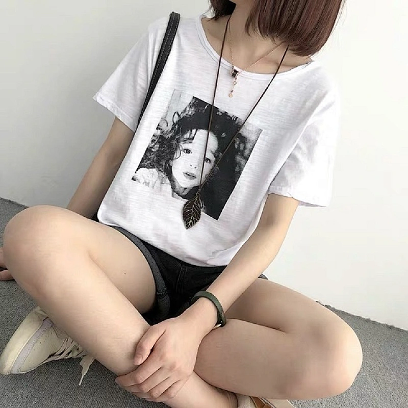 Summer korean style blouse ladies letter print tops design fashion casual t-shirt