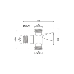 Ceramic cartridge double outlet angle valve