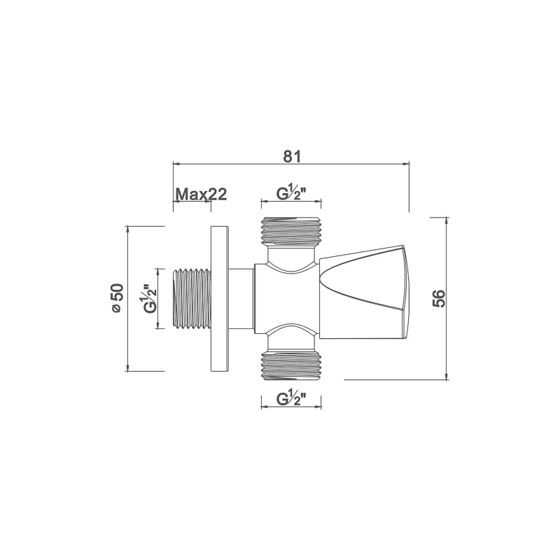 Ceramic cartridge double outlet angle valve