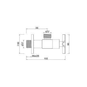 Ceramic cartridge anglevalve