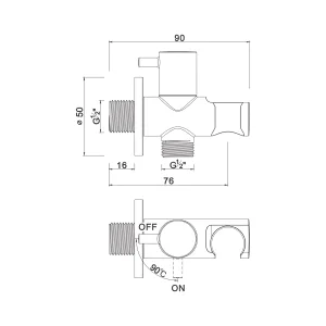 Angle valve for pp spray shower