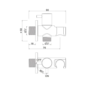 Angle valve for pp spray shower