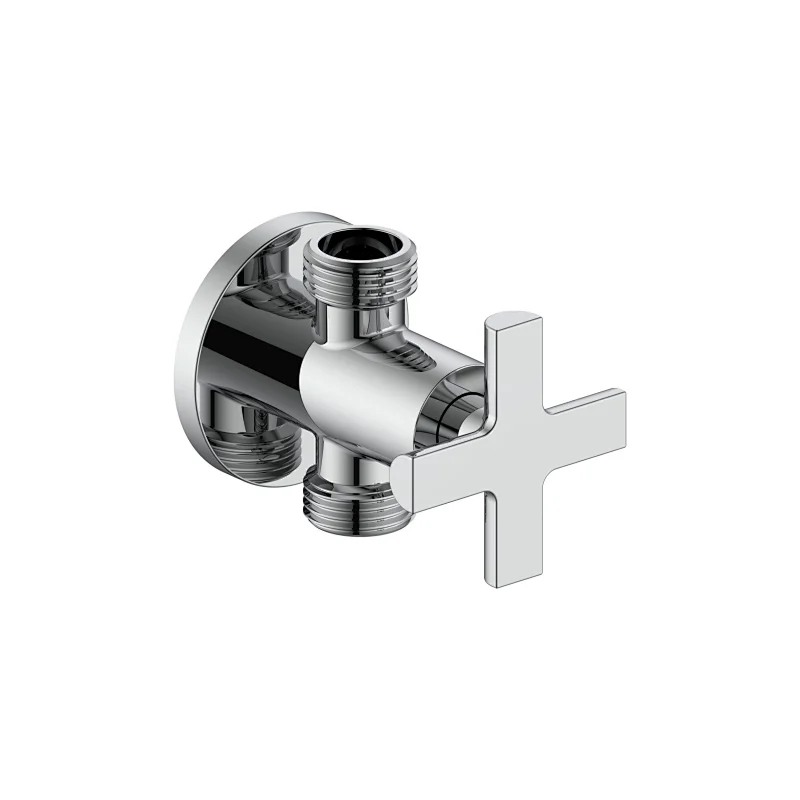 Ceramic cartridge double outlet angle valve