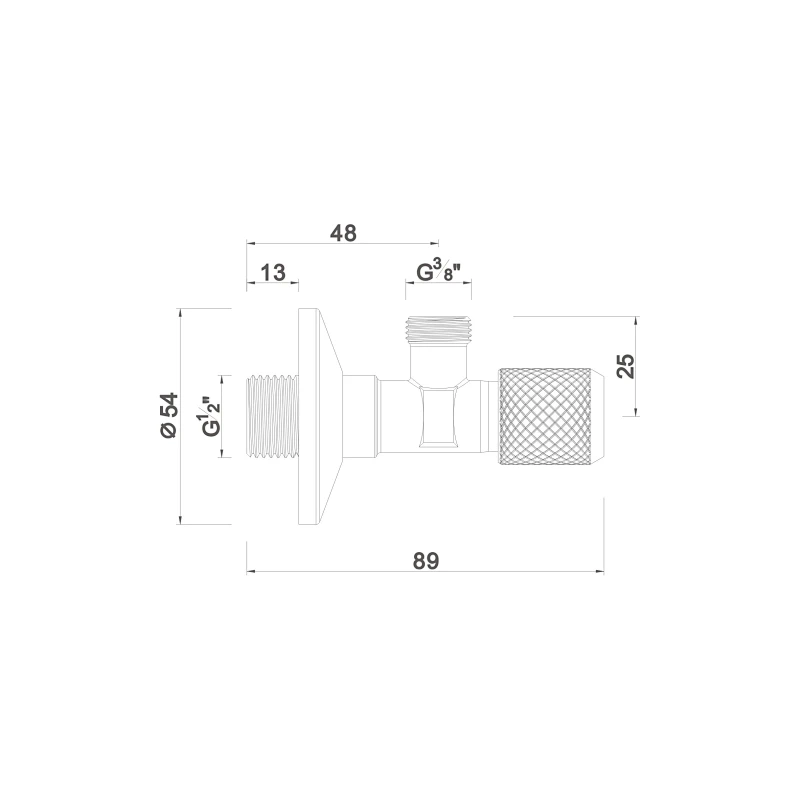 Ceramic cartridge angle valve with filter