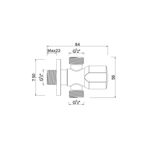 Ceramic cartridge double outlet angle valve