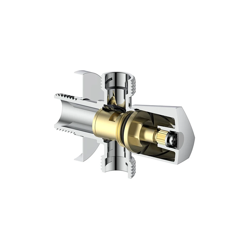 Ceramic cartridge double outlet angle valve