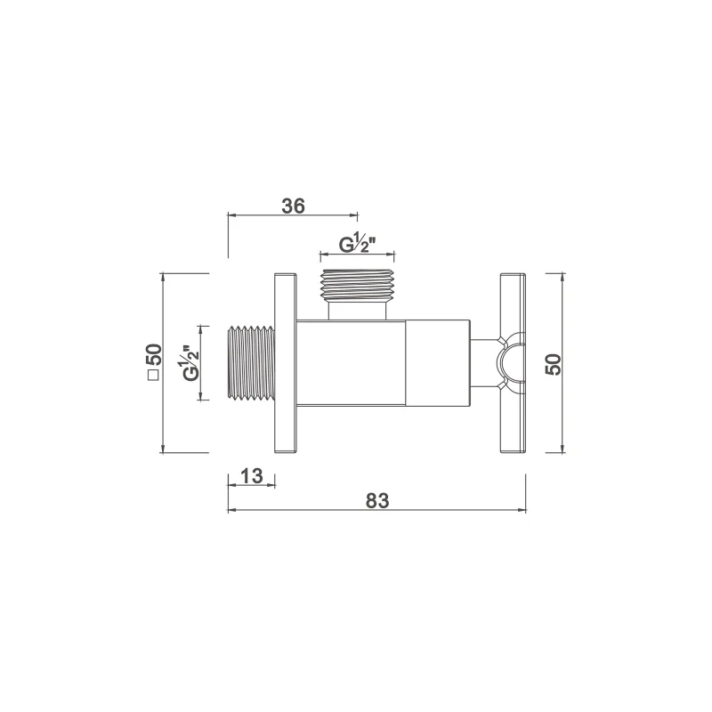 Ceramic cartridge anglevalve