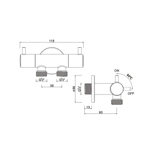 Ceramic cartridge angle valve