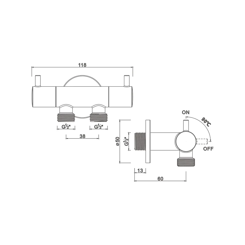 Ceramic cartridge angle valve
