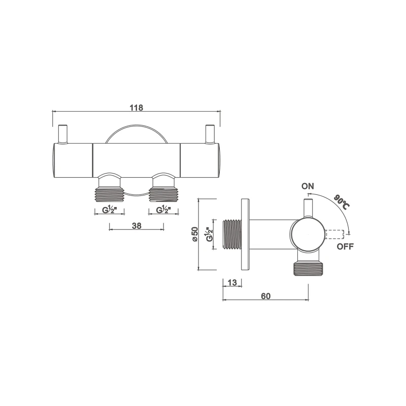 Ceramic cartridge angle valve