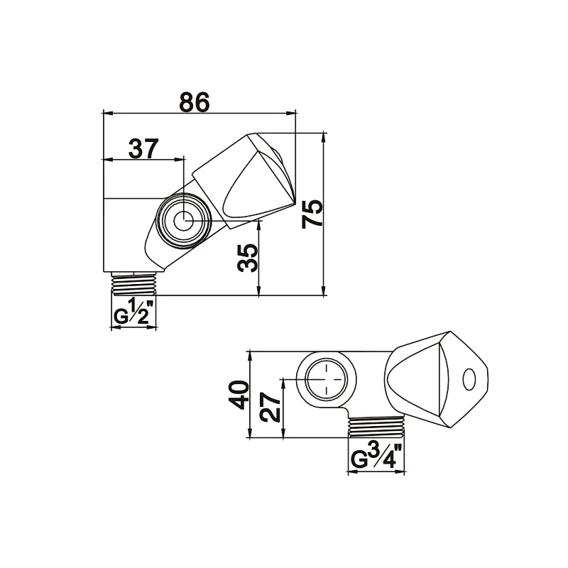 Compression angle valve