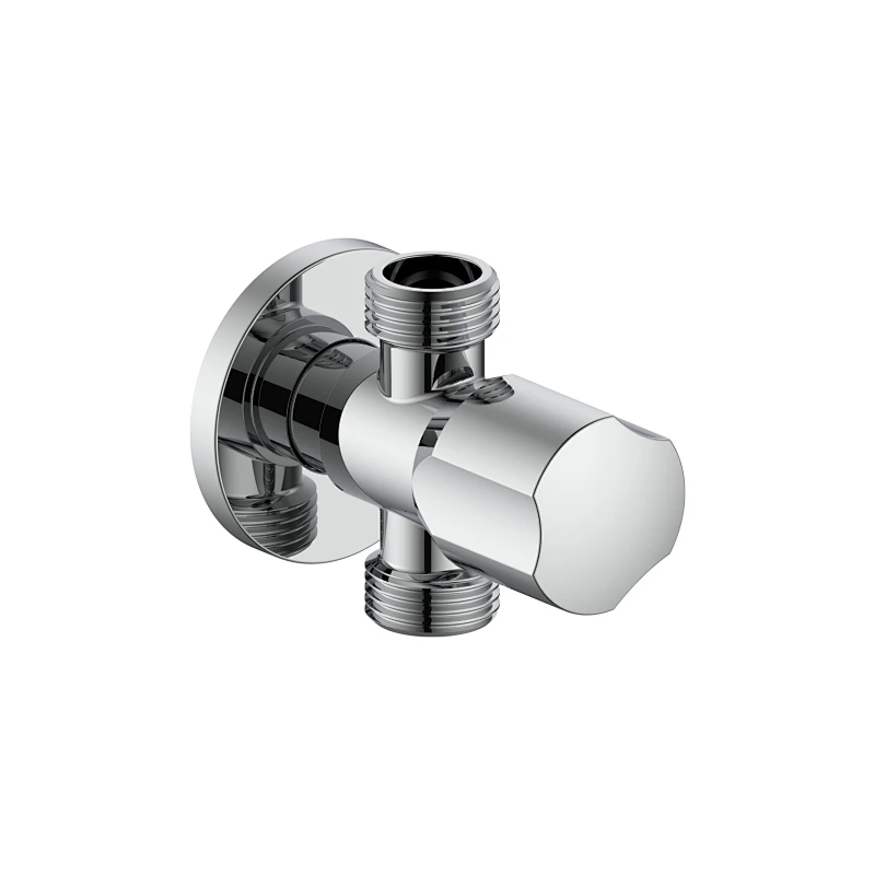 Ceramic cartridge double outlet angle valve
