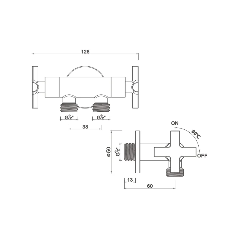 Ceramic cartridge angle valve
