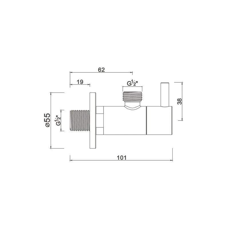 Ceramic cartridge angle valve with filter