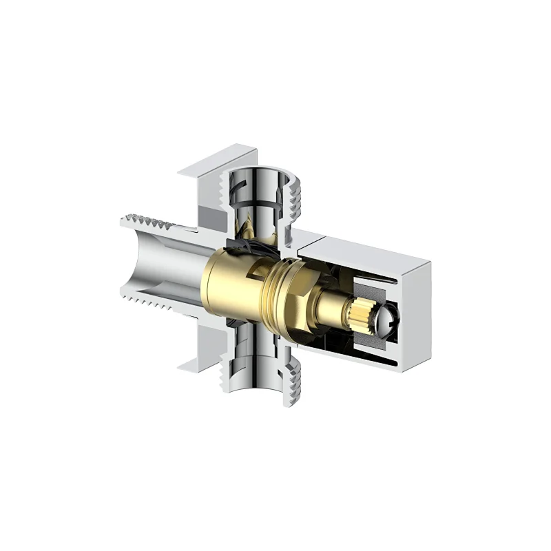 Ceramic cartridge double outlet angle valve