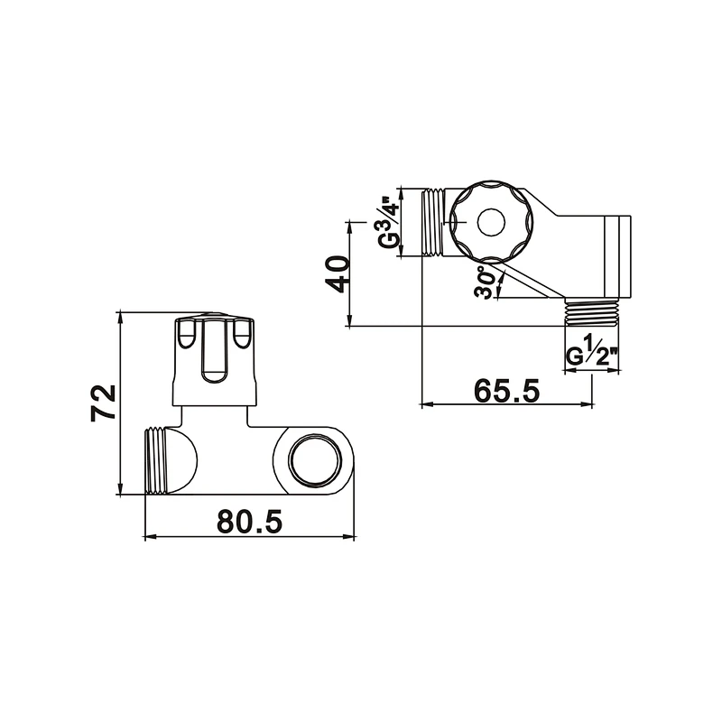 Compression angle valve