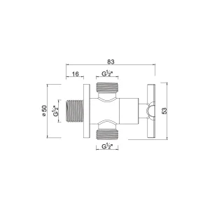 Ceramic cartridge double outlet angle valve