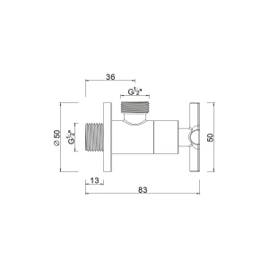 Ceramic cartridge anglevalve