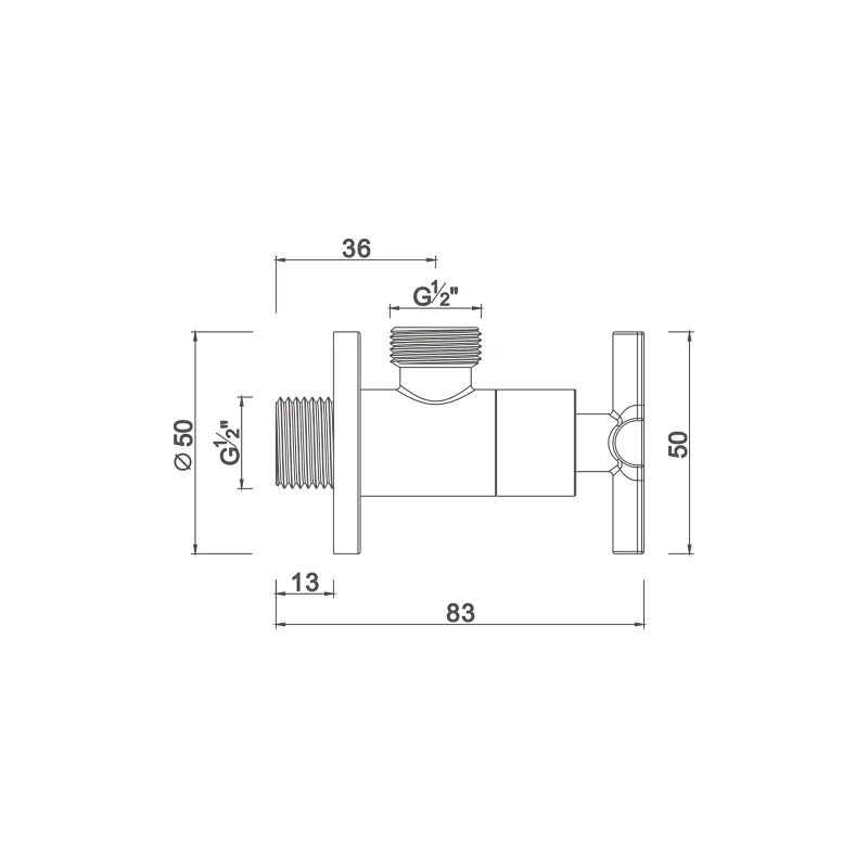 Ceramic cartridge anglevalve