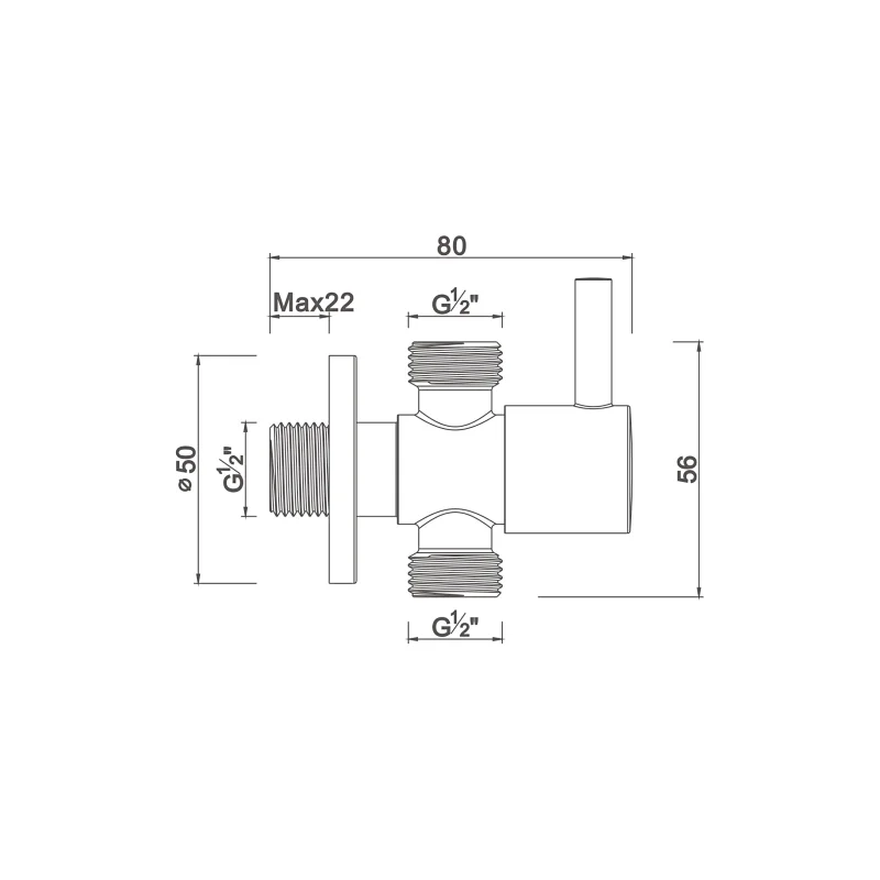 Ceramic cartridge double outlet angle valve