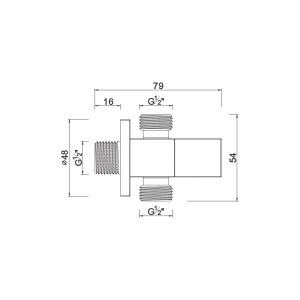 Ceramic cartridge double outlet angle valve