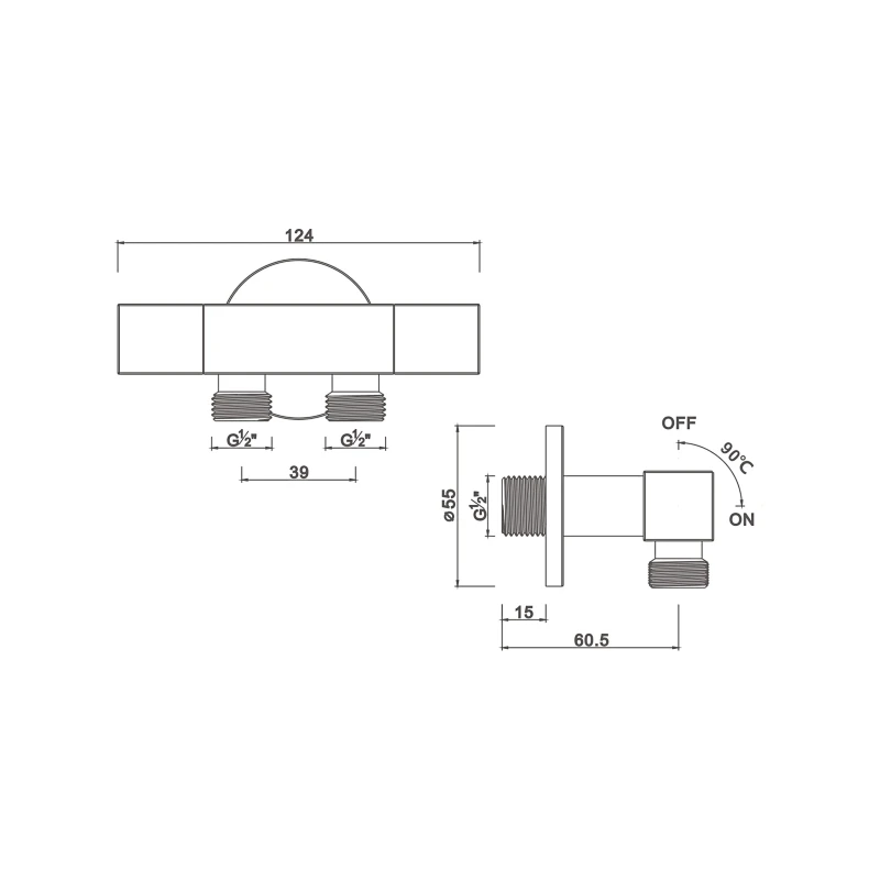 Ceramic cartridge angle valve