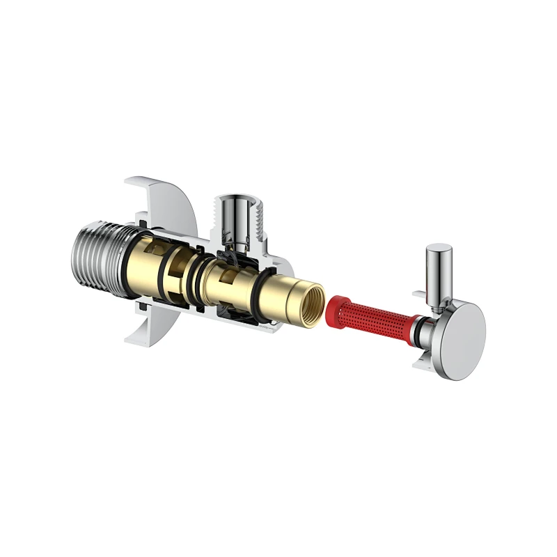 Ceramic cartridge angle valve with filter