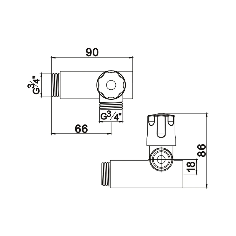 Compression angle valve
