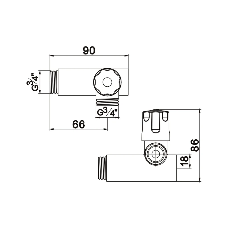 Compression angle valve