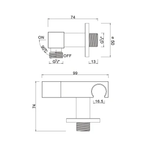 Angle valve for pp spray shower